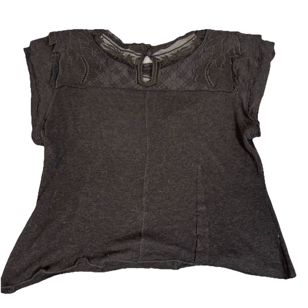 FREE PEOPLE Black Lace Top size XS Whimsigoth Fairy Bohemian - Picture 5 of 6